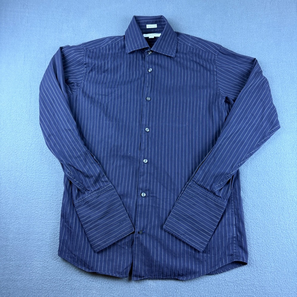 Banana Republic French Cuff Shirt Men's S Blue Striped Woven in Italy Tuxedo